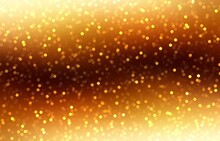Brilliance Golden Glitter On Blur Background Of Yellow Brown Gradient Wave Stripe. Christmas Bokeh Texture.