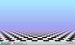 Vaporwave abstract background with retro computer interface worktable and checkered floor wallpaper