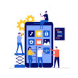 © VZ_Art - Mobile app development vector illustration concept with characters. Modern vector illustration in flat style for landing page, mobile app, poster, template, web banner, infographics, hero images