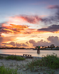 Wall Mural - Palm Beach sunset over Peanut Island and Singer Island in South Florida from the inlet