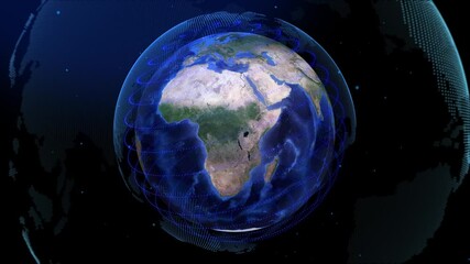 Wall Mural - World rotating on its axis in black Universe in stars. View from space on Planet Earth. Elements of this image furnished by NASA.