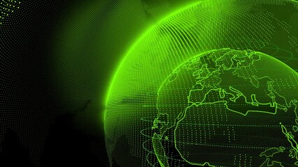 Wall Mural - Network connecting, World rotating on its axis in black Universe in stars. View from space on Planet Earth. Elements of this image furnished by NASA.