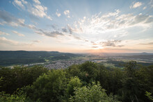 Landscape In Germany On The Swabian Alb On The Lookout Point Hohenstein In The District Of Göppingen