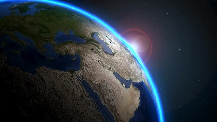 world rotating on its axis in black universe in stars. view from space on planet earth. elements of 