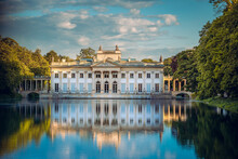 Royal Palace On The Water In Lazienki Park, Warsaw, Palace On The Water In The Royal Baths In Warsaw, Poland