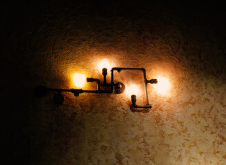 light in the pipes on the wall