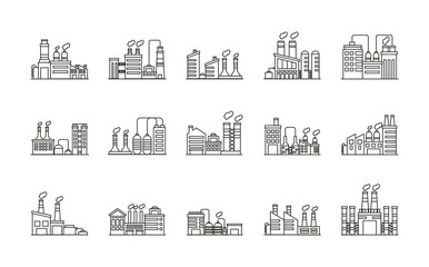 Sticker - bundle of industry factory set icons