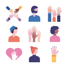 Sticker - bundle of diversity people set icons