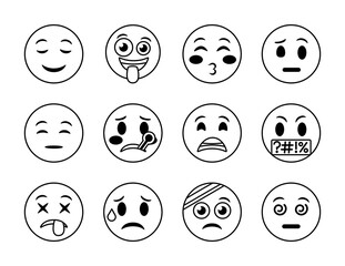 Canvas Print - bundle of emojis faces set icons