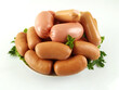 Sausages on a plate on a white background