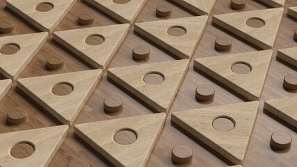 Poster - 3d render of triangle.geometric background. wooden textures.