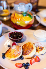 Wall Mural - Breakfast with cottage cheese pancakes