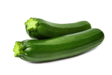 Fresh courgettes zucchini isolated on white background