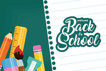 Poster - back to school poster with set supplies