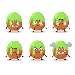 Canvas Print - Choco green candy cartoon character with various angry expressions