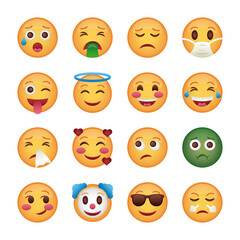 Canvas Print - bundle of emojis faces set icons