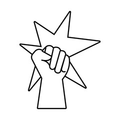 Poster - hand fist protest with splash line style icon