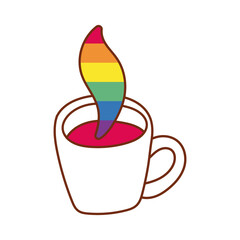 Sticker - coffee cup gay flag line and fill style icon