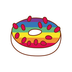 Poster - sweet donut gay flag line and fill style icon