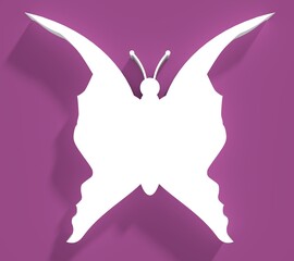 a butterfly or two face profile view. optical illusion. human head make silhouette of insect. 3d ren