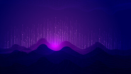 Dotted line big data concept abstract Three-dimensional digital topographic map.