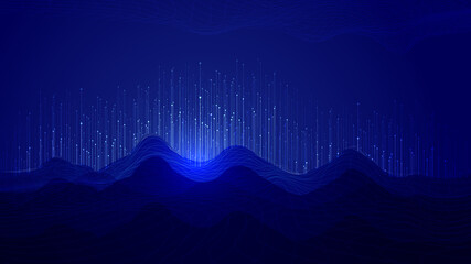 Poster - dotted line big data concept abstract three-dimensional digital topographic map.