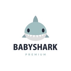 Sticker - baby shark flat logo vector icon illustration