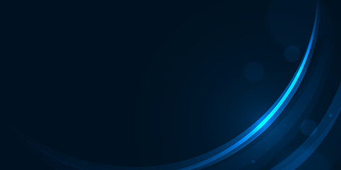 Wall Mural - glow curve and bokeh circle on dark blue abstract background.