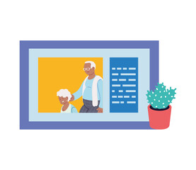 Poster - portrait of grandparents smiling at home