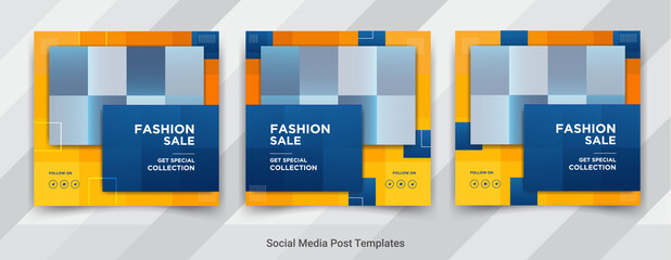 Wall Mural - Set of fashion sale social media post templates design for promotion 