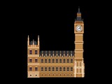 Fototapeta Big Ben - big ben clock building london. flat on black