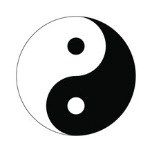 Black Yin Yang On A White Background, Sign For Design, Vector Illustration