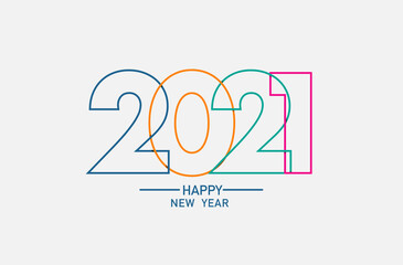Fototapete - 2021 happy new year logo text line art design, Vector illustration