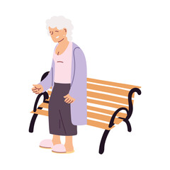 Sticker - elderly grandmother sitting on a bench