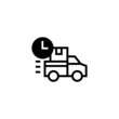 © fahmi - Schedule Pickup Icon in black flat glyph, filled style isolated on white background