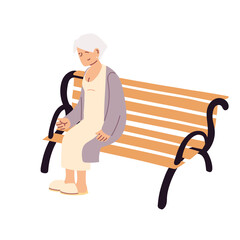 Sticker - elderly grandmother sitting on a bench