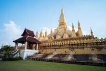 Pha That Luang, Gold-covered Large Buddhist Stupa In The Centre Of The City Of Vientiane, Laos