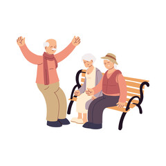 Sticker - old people sitting on a bench