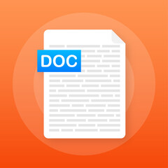 Leinwandbilder - Download DOC button. Downloading document concept. File with DOC label and down arrow sign. Vector illustration.