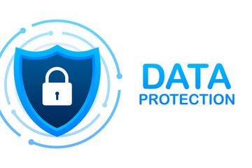 Sticker - Data protection data center. Internet technology. Information technology. Vector stock illustration.