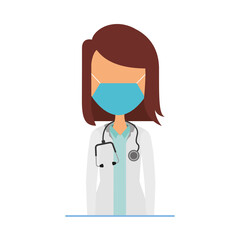 Poster - young female doctor wearing medical mask character