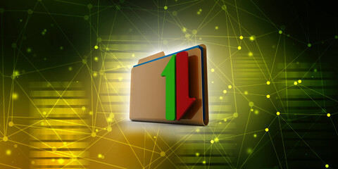 Poster - 3d rendering folder with documents