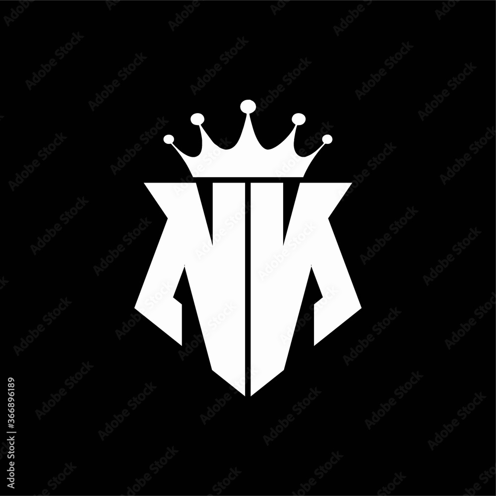 nn logo monogram shield shape with crown design template Stock Vector ...
