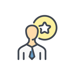 Poster - best employee color line icon. business person with star vector outline colorful sign.