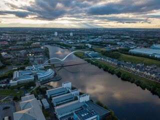 Wall Mural - The River Tees at Stockton on Tees showing the skyline and the town of Stockton, Teesside