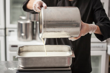 Making Of Ice Cream in the professional kitchen