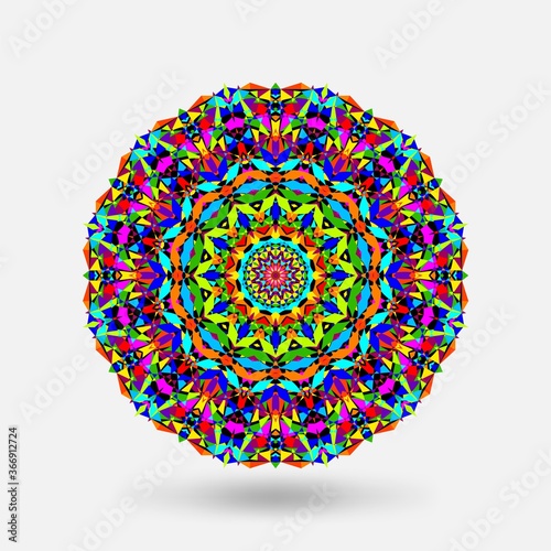Photo Bright color circular kaleidoscope pattern