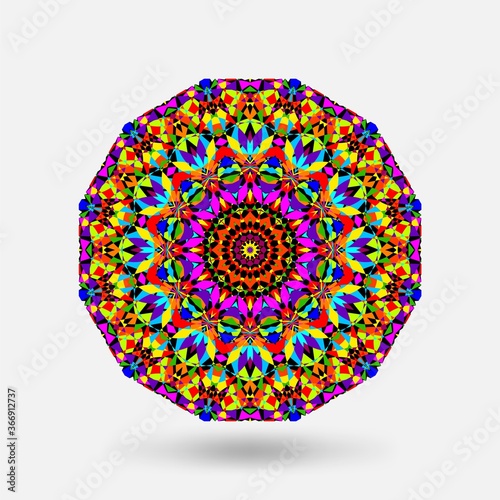 Bright color circular kaleidoscope pattern Canvas Print