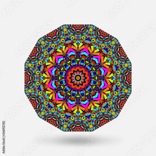 Photo Bright color circular kaleidoscope pattern