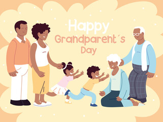 Wall Mural - happy family, parents, grandparents and child celebrating grandparents day